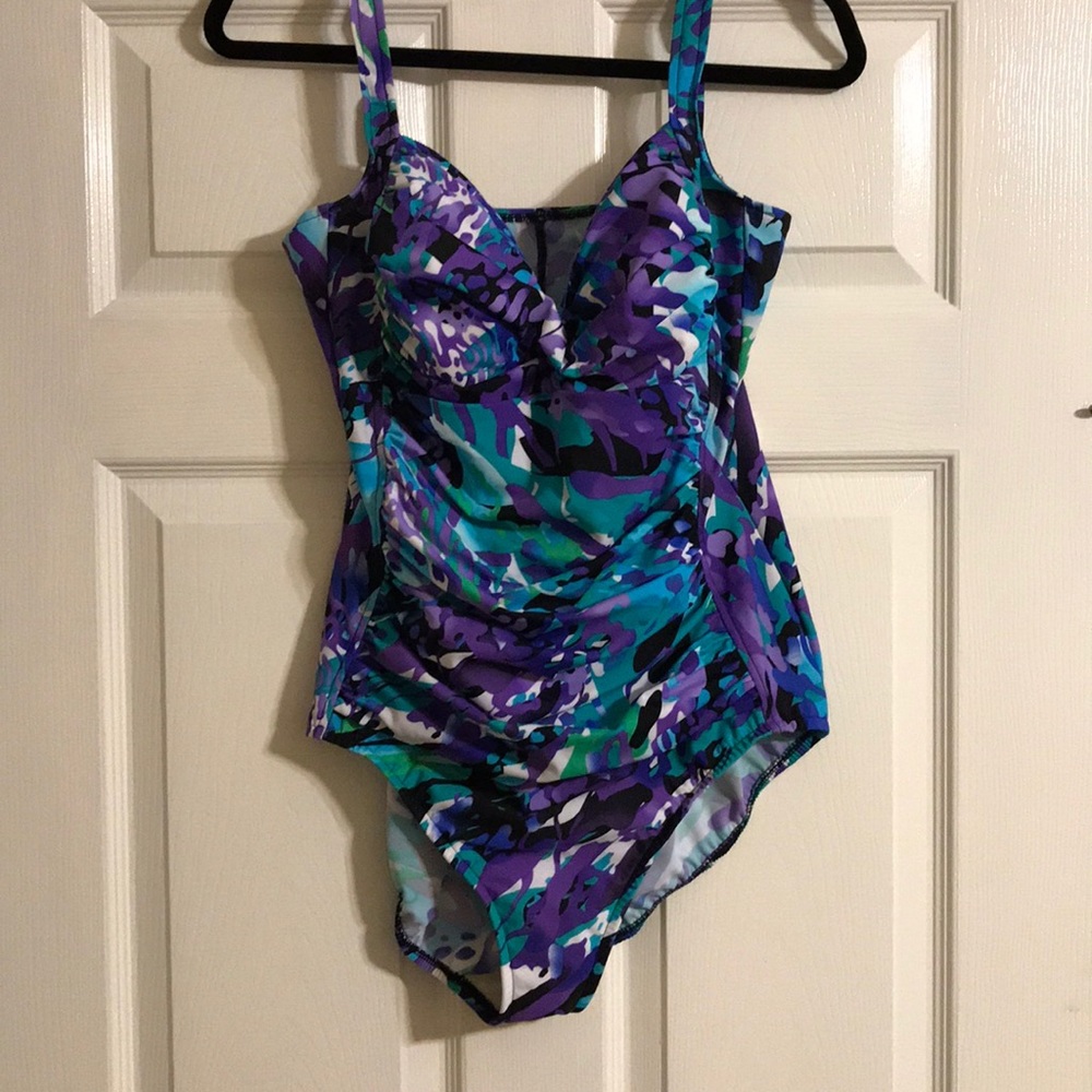 Purple print swimsuit